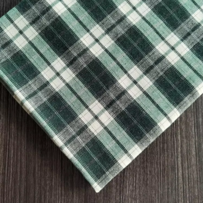 Stock Flannel Plaid Fabric Suppliers Brushed Twill 100 Cotton Yarn Dyed Check Woven Flannel Fabric For Shirt
