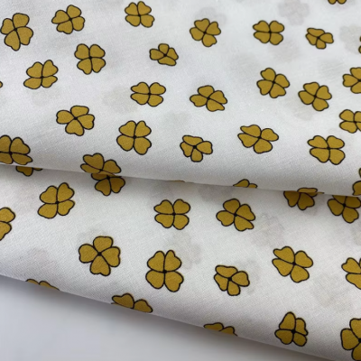 Fabric Cotton Chinese Wholesale Four Leaf Clover DIY Custom Patterned Poplin Cotton Printed Fabric For Clothing Women