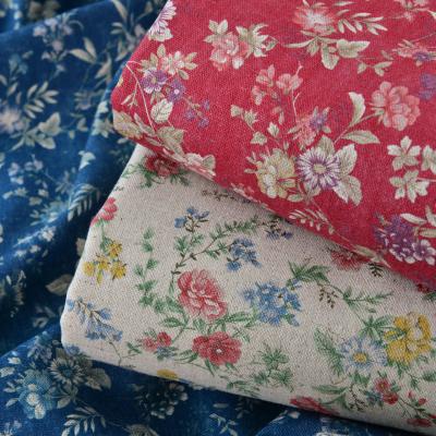 Vintage Handmade Floral Printed Linencotton Cotton Fabric  For Garment
