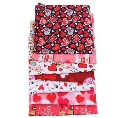 Valentine's Day Custom Red Heart Print Cotton Fabric For Garment