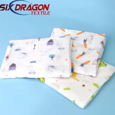 Wholesale price digital print bamboo cotton muslin fabric for newborn baby