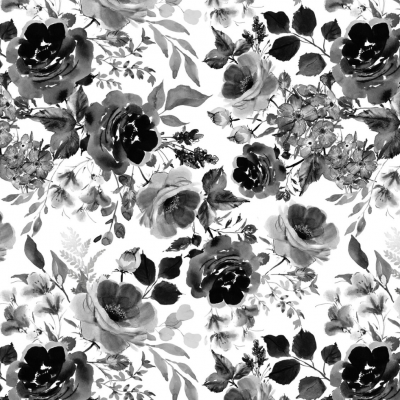 Popular flower designs black and white floral cotton fabric for dress