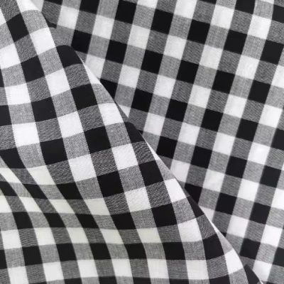 Wholesale black and white gingham cotton fabric for dress garment
