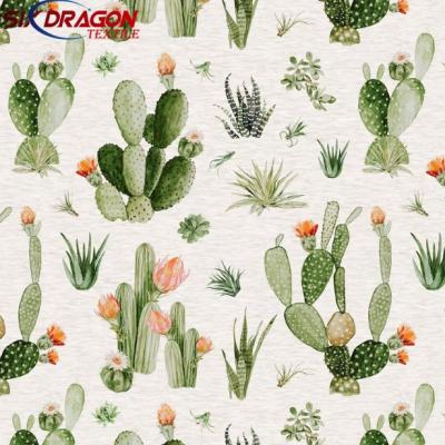 100% Organic cotton digital Printed cactus print cotton fabric for garment