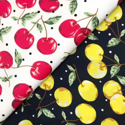 lovely cherry pattern textile pretty soft Custom cherry print cotton fabric for clothing
