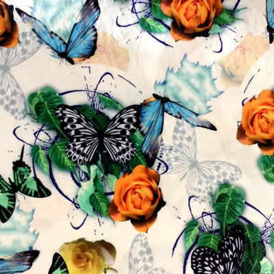 95 cotton 5 spandex butterfly flower poplin custom printed cotton fabric for customer