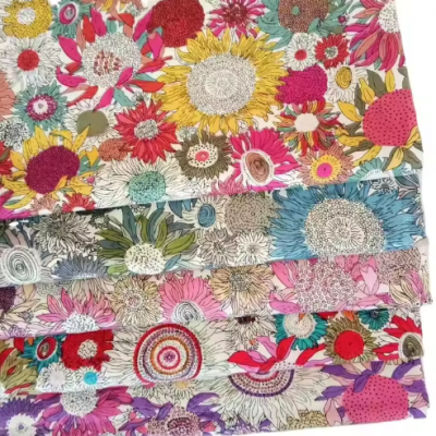 China factory outlet cotton lycra prints daisy print cotton fabric for dress shirt