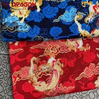 Hot selling dragon print cotton fabric pure cotton fabric for for traditional garment