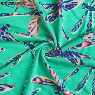 High quality 70% Bamboo 30% Cotton dragonfly print cotton fabric for garment