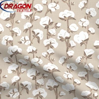 Digital printed fabric with cotton boll print for garment