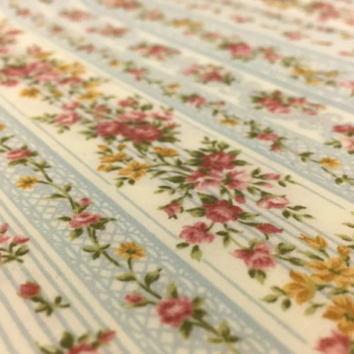 Cotton polyester blended floral stripe cotton fabric for woman apparel dress shirt