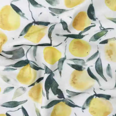 Wholesale OEM cheapest price lemon print cotton fabric for clothing