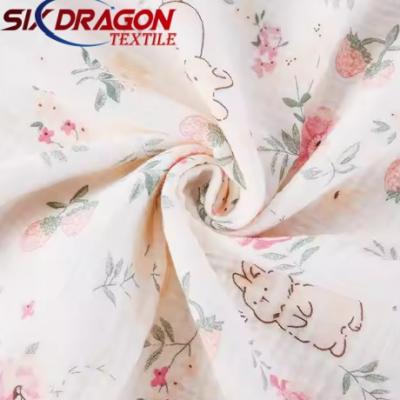 Soft 70% bamboo 30% cotton digital printed muslin bulk fabric for baby bedding