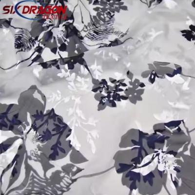 High quality wide white background navy blue floral cotton fabric for garment