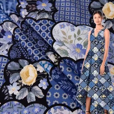 Free Sample Customize Digital Printing 100% Cotton Navy Cotton Poplin For Dress/Garment/Shirt/Pillow/Skirts