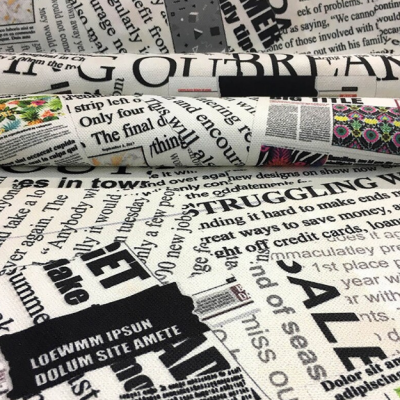 Custom high quantity newspaper print cotton poplin fabric for dress jean garment,