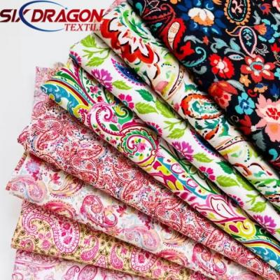 Cotton 60-Count poplin fabric digital polished cotton floral fabric for home wear 