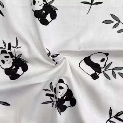 100% organic cotton panda print fabric top fabric for children's summer dresses