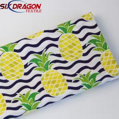 Customized digital printed pineapple print cotton fabric for girls/boys shirt soft