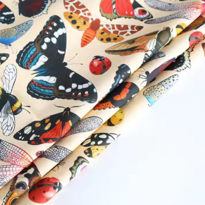 Low MOQ digital printing cotton linen floral fabric for dresses shirts