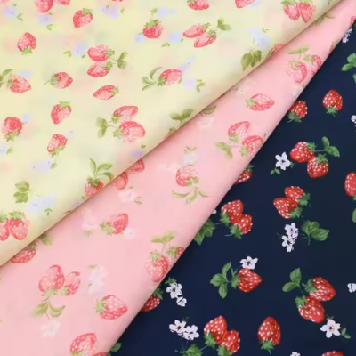 Best seller summer casual cotton strawberry print cotton fabric for home Clothes jacket decorative