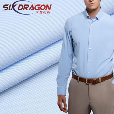 2025 Hot sale twill shirt fabric for business casual blue shirt