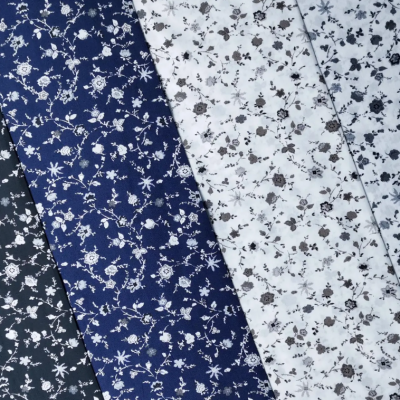 Wholesale 100% cotton printed white floral cotton fabric for dresses