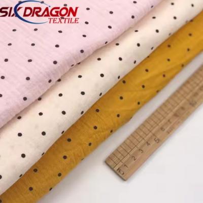 100% Organic cotton digital printed yellow polka dot cotton fabric for kids garments